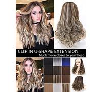 Parrucca a forma di U mezza parrucca sintetica 230 g naturale parrucchino per le donne 61 cm Ombre clip in estensioni dei capelli lisci 1B T BLUE2#