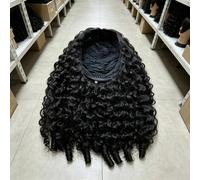 Parrucca a metà 3 in 1 con lacci, flip over, onde profonde, parrucca a metà Burmese Curly, parrucca senza colla, capelli umani naturali, pronta all'uso Composizione: 100% capelli umaniLunghezza parruc
