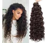 Parrucca a onde oceaniche all'uncinetto da 18/24 pollici, 1 confezione, parrucca intrecciata riccio hawaiano marrone scuro, parrucca all'uncinetto con trecce alla dea (18/24 pollici, #4) Fibra ad alta