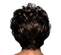 Parrucca a pelo lungo nera obliqua, soffice e colorata, capelli corti, ricci, cuffie per donne, capelli ondulati, corti, ricci, adatta per parrucche da donna, costume da angelo (Brown, taglia unica)
