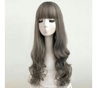 Parrucca A Rete Rosa Parrucca Per Capelli Lunghi Ricci Da Donna Con Frangia D'Aria Parrucca A Testa Piena Per Capelli Lunghi Naturali