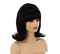 Parrucca a scatto anni '60 | FVCENT 70's Retro Beehive Style Look vintage Flicked Beehive Bob Parrucca stile anni '50 Costume Parrucca da donna con frangetta (Schwarz)