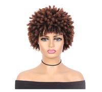 Parrucca afro da donna africana, parrucca con dreadlock, parrucca riccia soffice afro africana, parrucca treccia riccia da 6 pollici(Color:Orange brown)