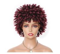 Parrucca afro da donna africana, parrucca con dreadlock, parrucca riccia soffice afro africana, parrucca treccia riccia da 6 pollici(Color:Red brown)