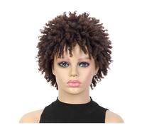 Parrucca afro da donna africana, parrucca con dreadlock, parrucca riccia soffice afro africana, parrucca treccia riccia da 6 pollici(Color:Yellow brown)