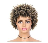 Parrucca afro da donna africana, parrucca con dreadlock, parrucca riccia soffice afro africana, parrucca treccia riccia da 6 pollici(Color:Beige brown)