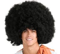 Parrucca afro da uomo, extra grande, da donna, colore nero, taglia unica