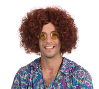 Parrucca Afro Marrone Anni '60 '70 Parrucca Disco Uomo Costume Hippie Accessorio