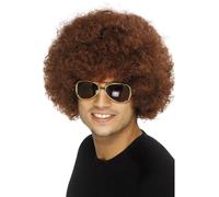 Parrucca Afro Marrone Anni '70 Accessorio Per Costume Da Disco Riccio Uomo Donna