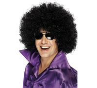 Parrucca Afro Mega Grande Nera Riccia Per Costume Anni '70 Disco