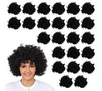 Parrucca afro nera - Accessorio per travestimento - capelli ricci grandi anni '70 clown discoteca uomo donna - perfetta per eventi in maschera - Confezione da 24