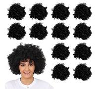 Parrucca afro nera - Accessorio per travestimento - Funky capelli ricci anni '70 discoteca clown uomo donna - perfetta per eventi in maschera - Confezione da 12