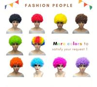Parrucca Afro Puff vibrante - Accessorio per capelli da costume da clown colorato per feste, fan e eventi a tema, cuffia elastica, fibra a bassa temperatura, perfetta per Ognissanti, cosplay e raduni