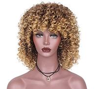 Parrucca afro riccia con frangia, parrucche corte e ricce per donne nere, parrucche di ricambio in fibra sintetica per capelli morbidi.,brown