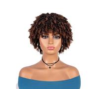 Parrucca afro riccia, parrucche sintetiche grigie crespe for donne nere con frangia, parrucche cosplay(963-30)