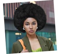 Parrucca Afro Riccia per Donne Nere, Nera, Fibra Resistente | Trama Soffice e Lucente, Cappuccio Traspirante Leggero, per Foto, Feste a Tema, Performer