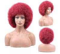 Parrucca afro sintetica, parrucche corte e soffici per donne nere, capelli ricci e crespi per feste, balli, cosplay, parrucche con frangia-Bug