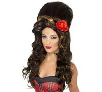 Parrucca Amy Winehouse Rehab Marrone Beehive Accessorio Costume Anni '80