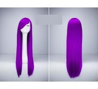 Parrucca Anime A Colori Cosplay Femminile Capelli Lunghi Lisci 80 Cm Frangia Obliqua Viola Scuro