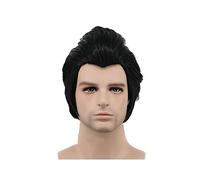 Parrucca Anime Beauty and the Beast Prince Gaston Parrucca riccia corta nera Cosplay Halloween Giochi di ruolo Capelli sintetici + Cappellino per parrucca DM-655