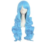Parrucca Anime Bidimensionale Cos Parrucca Lunga Colore Capelli Ricci Blu Cielo
