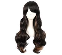 Parrucca Anime Bidimensionale Cos Parrucca Lunga Colore Capelli Ricci Nero Misto Marrone