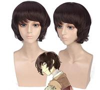 Parrucca Anime Bungo Cani randagi Dazai Osamu Parrucche Cosplay Corti Ricci Castani Capelli Parrucca Costume di Halloween Perucas