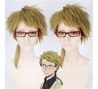 Parrucca Anime Bungo Stray Dog Parrucca Kunikida Doppo Cosplay Costume da uomo Resistente al calore Marrone chiaro Parrucche sintetiche + Cappellino parrucca