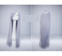 Parrucca Anime Color Cosplay Femminile Capelli Lunghi Lisci 80 Cm Frangia Obliqua Grigio Fumo