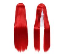 Parrucca Anime Cosplay Cosplay Capelli Lunghi Lisci Colorati 80 Cm Frangia Obliqua Rosso Brillante
