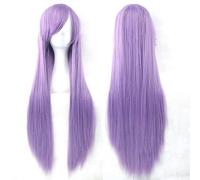 Parrucca Anime Cosplay Cosplay Capelli Lunghi Lisci Colorati 80 Cm Frangia Obliqua Viola Chiaro