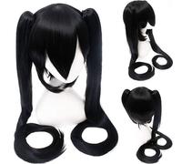 Parrucca anime Hatsune Miku Vocaloid Parrucca cosplay Black Rock Shooter Senbon Zakura Parrucche Lunghe sintetiche Chip per capelli Coda di cavallo + Cappellino parrucca DM120 4
