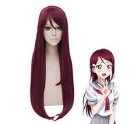 Parrucca Anime LoveLive Sunshine Sakurauchi Riko Parrucca Cosplay Parrucche Love Live Aqours Capelli lunghi sintetici Parrucche per feste di Halloween LoveLive Sunshine rosso