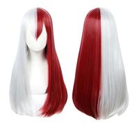 Parrucca Anime Rossa E Bianca Bicolore Stile Capelli Corti Parrucca Rossa E Bianca Sfumata