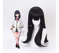 Parrucca Anime SSSS.GRIDMAN Takarada Rikka Cosplay 50 cm Inchiostro Blu Nero Mix Parrucca sintetica resistente al calore lunga riccia + cappuccio parrucca gratuito