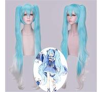 Parrucca Anime Vocaloid Hatsune Snow Miku Cosplay Gradient 120cm Lunghe ondulate doppie code di capelli Parrucche sintetiche Parrucche Parrucca costume da festa Hatsune Miku