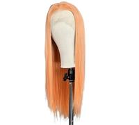 Parrucca anteriore in pizzo 13x4 pre pizzicata, capelli sintetici lunghi lisci arancioni, parrucche senza colla con lacci trasparenti HD for donne alla moda(22 inch)