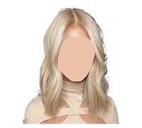 Parrucca anteriore in pizzo biondo cenere con evidenziazione dell'attaccatura dei capelli prepizzicata a onde corte, compatibile for cosplay/uso quotidiano(12inches)