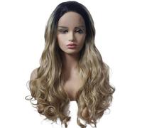 Parrucca anteriore in pizzo biondo ombre, senza colla, ondulata lunga, parrucche sintetiche 13x3 for le donne, uso quotidiano, densità 180 Capelli Estensioni(18inch)