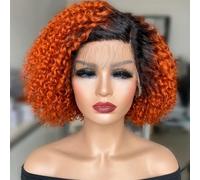 Parrucca anteriore in pizzo corto e riccio Parrucca per capelli umani con onda profonda Parrucca per capelli ric