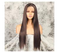 Parrucca anteriore in pizzo diritti seta naturale for le donne nere Cosplay Glueless Long Heat(B,22inches)