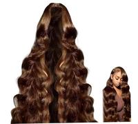 Parrucca anteriore in pizzo marrone cioccolato, wigd -wig bruno parrucca marrone, fibra ad alta temperatura sintetica dall'aspetto naturale per feste da donna, balli, cosplay, capelli umani