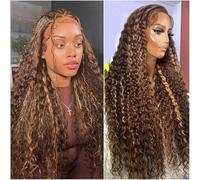 Parrucca anteriore in pizzo Ombre Capelli umani Evidenzia Onda d'acqua 13x4 HD Parrucche frontali in pizzo trasparenti bagnate e ondulate Densità 180% 4/27 Onda d'acqua Capelli biondi miele Pre pizzic