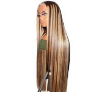 Parrucca anteriore in pizzo Ombre con evidenziazione dei capelli umani, densità 200, parrucche prepizzicate HD senza colla pre pizzicate biondo miele for le donne Soffice e Naturale(13x4,22 inch)