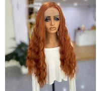 Parrucca anteriore in pizzo ondulato lungo per le donne 13X4 Glueless resistente al calore parrucche sintetiche in pizzo curcuma 61 cm-pizzo anteriore