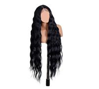 Parrucca anteriore in pizzo sintetico 36 "lunga parte ondulata del corpo dorata, compatibile for le donne Ombre Bionda Cosplay(1B)