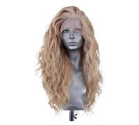 Parrucca anteriore in pizzo sintetico biondo ondulato lungo, compatibile for parrucche stile moda femminile Parte libera in fibra resistente al calore Cosplay(LACE FRONT_22INCHES)