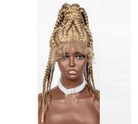 Parrucca Anteriore In Pizzo Sintetico Biondo Parrucca A Coda Di Cavallo Intrecciata Parrucca A Cornrow Da Donna Nera Parrucca Intrecciata All'uncinetto