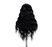 Parrucca anteriore in pizzo sintetico da 26 pollici, parrucche parte del corpo con lacci ondulati for donne for cosplay, densità 150(Black)