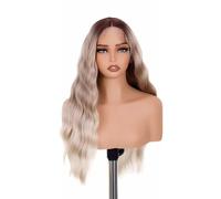 Parrucca anteriore in pizzo sintetico da 26 pollici, parrucche parte del corpo con lacci ondulati for donne for cosplay, densità 150(NATHL8-T12Q-22D-22D)